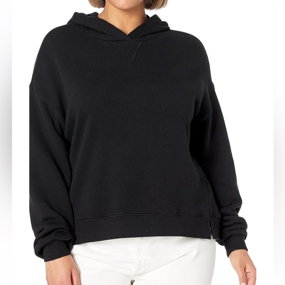 Madewell MWL Airyterry Hoodie Women's Black Sweatshirt Slits Cotton size medium
